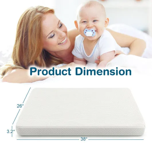 38 X 26 Inch Dual Sided Pack and Play Baby Mattress Pad With Removable Washable Cover-White