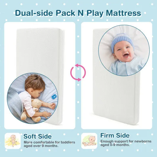 38 X 26 Inch Dual Sided Pack and Play Baby Mattress Pad With Removable Washable Cover-White
