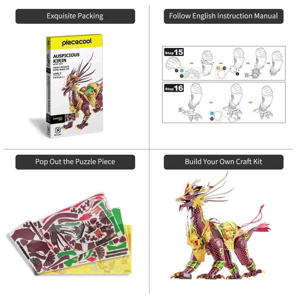 3d Metal Puzzle Model Building Kits-auspicious Kirin Jigsaw Toy Christmas Birthday Gifts for Adults Kids