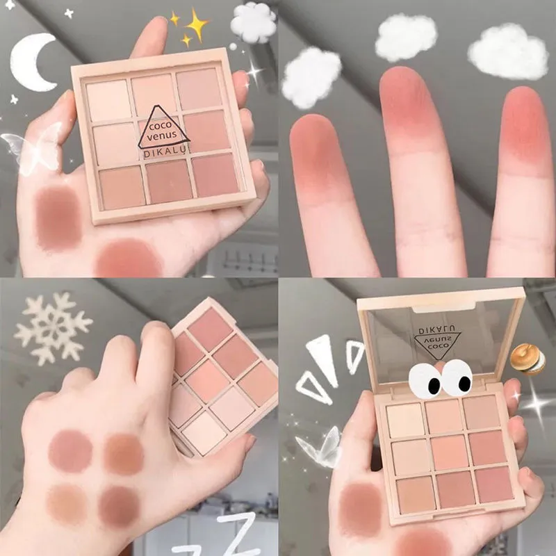 Advanced full matte milk tea powder brown tray! New nine-color eyeshadow palette must-have for light makeup authentic niche brand students