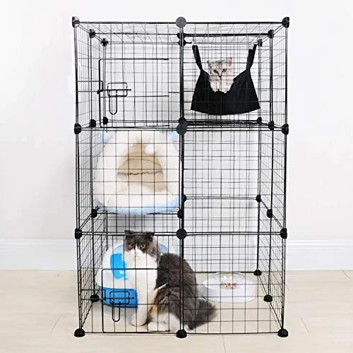 ALLISANDRO Small Pet Playpen, Small Animal Cage for Indoor Outdoor Use, Portable Metal Wire Yard Fence for Small Animal, Puppy, Kitten, Guinea Pigs, Bunny, Turtle, Hamster, 12 Panels, 13.8x13.8 Inches
