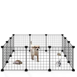 ALLISANDRO Small Pet Playpen, Small Animal Cage for Indoor Outdoor Use, Portable Metal Wire Yard Fence for Small Animal, Puppy, Kitten, Guinea Pigs, Bunny, Turtle, Hamster, 12 Panels, 13.8x13.8 Inches
