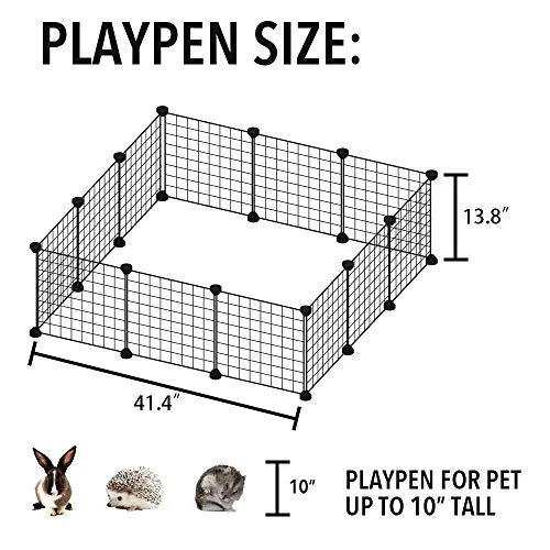 ALLISANDRO Small Pet Playpen, Small Animal Cage for Indoor Outdoor Use, Portable Metal Wire Yard Fence for Small Animal, Puppy, Kitten, Guinea Pigs, Bunny, Turtle, Hamster, 12 Panels, 13.8x13.8 Inches