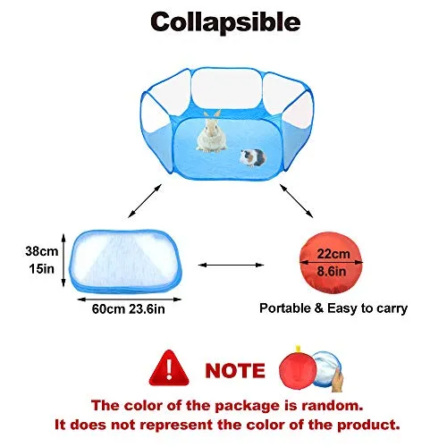 Amakunft Small Animals C&C Cage Tent, Breathable & Transparent Pet Playpen Pop Open Outdoor/Indoor Exercise Fence, Portable Yard Fence for Guinea Pig, Rabbits, Hamster, Chinchillas and Hedgehogs