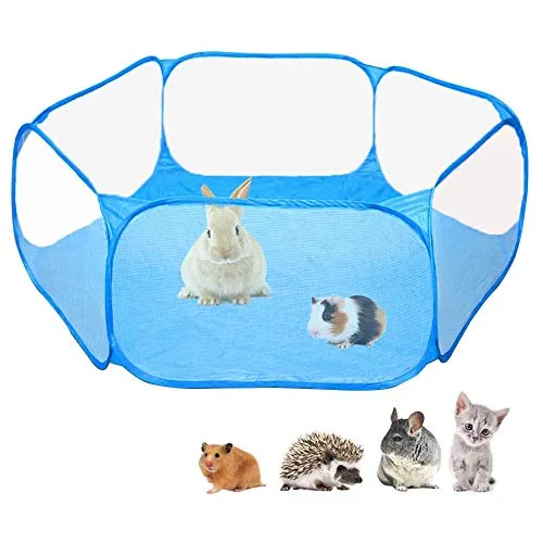 Amakunft Small Animals C&C Cage Tent, Breathable & Transparent Pet Playpen Pop Open Outdoor/Indoor Exercise Fence, Portable Yard Fence for Guinea Pig, Rabbits, Hamster, Chinchillas and Hedgehogs