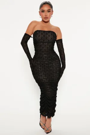 Andrea Gloved Midi Dress Set - Black