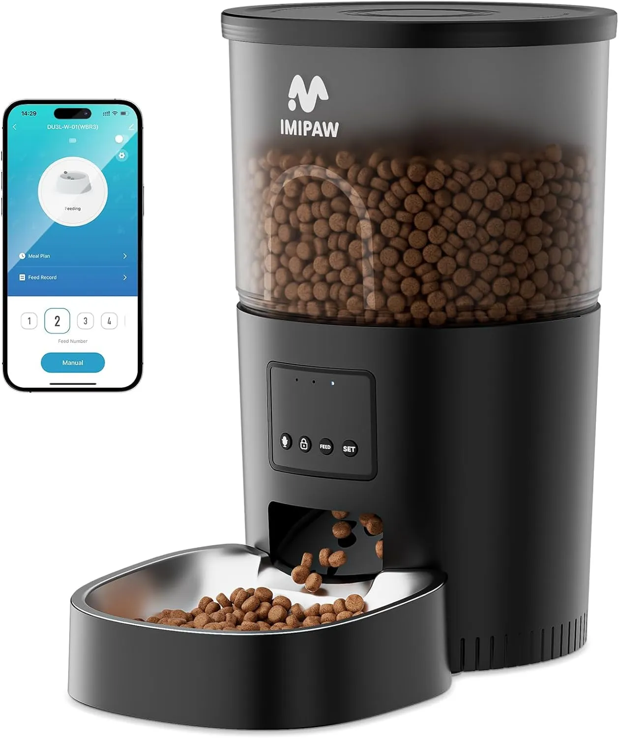 Automatic Cat Food Dispenser, Wifi Cat Feeder with APP Control
