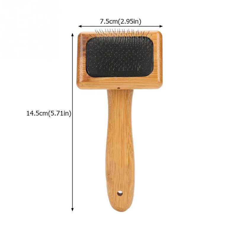 Bamboo Handle Pet Grooming Square Brush