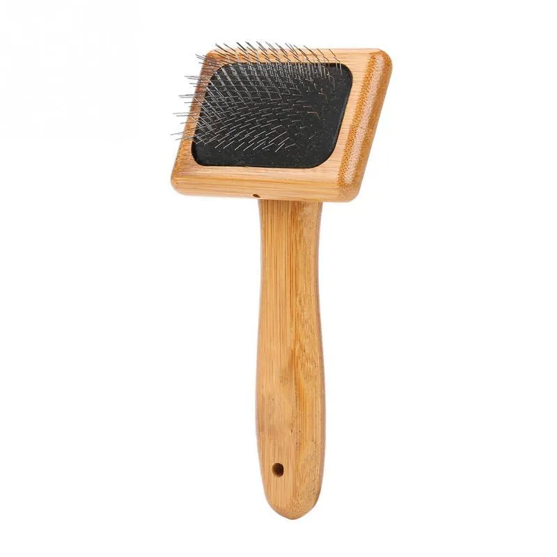 Bamboo Handle Pet Grooming Square Brush