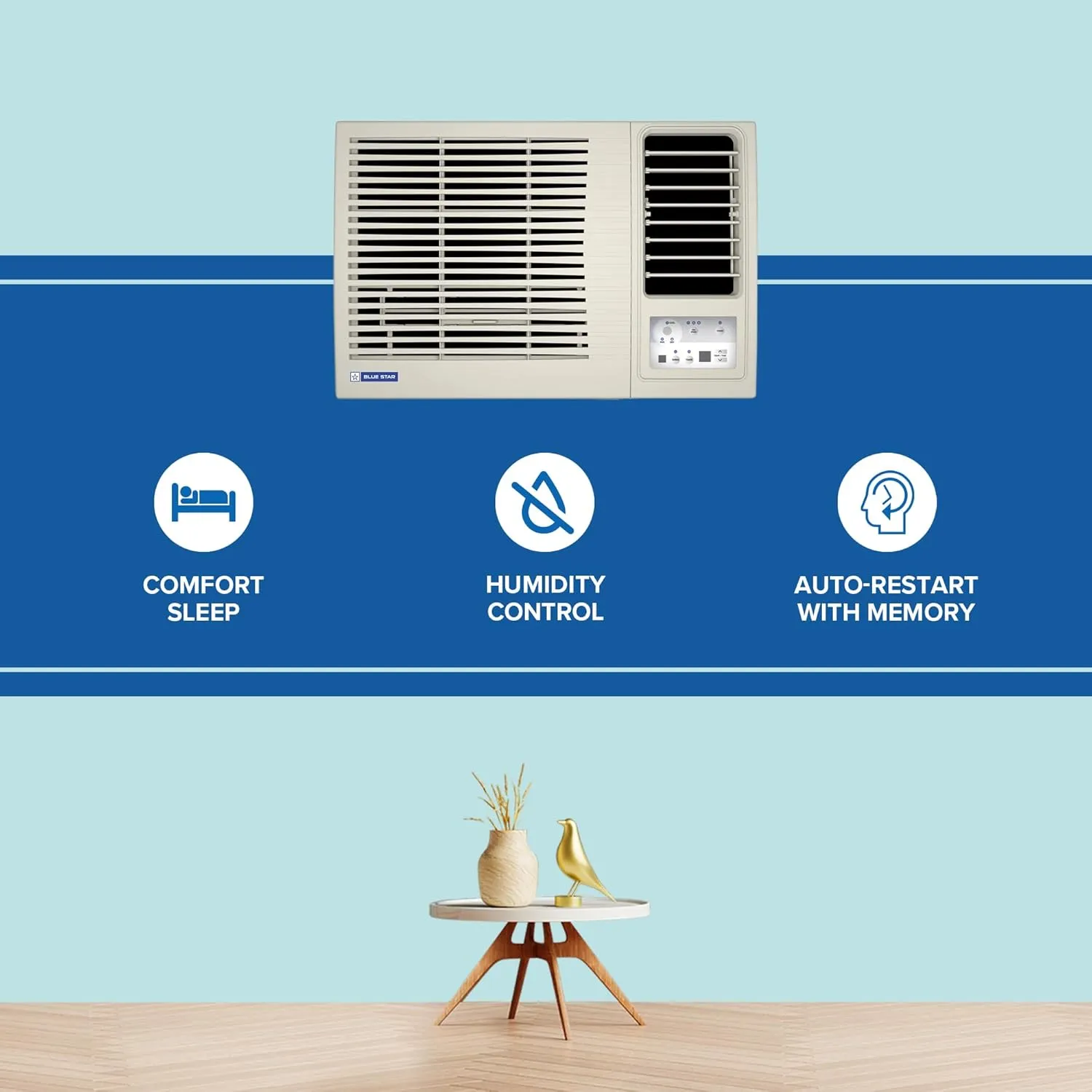 Blue Star WFE309L 0.8 Ton 3 Star Fixed Speed Window AC (Copper, Turbo Cool, Fan Modes-Auto/High/Medium/Low, Hydrophilic Blue Fins, Dust Filters, Self-Diagnosis, White)