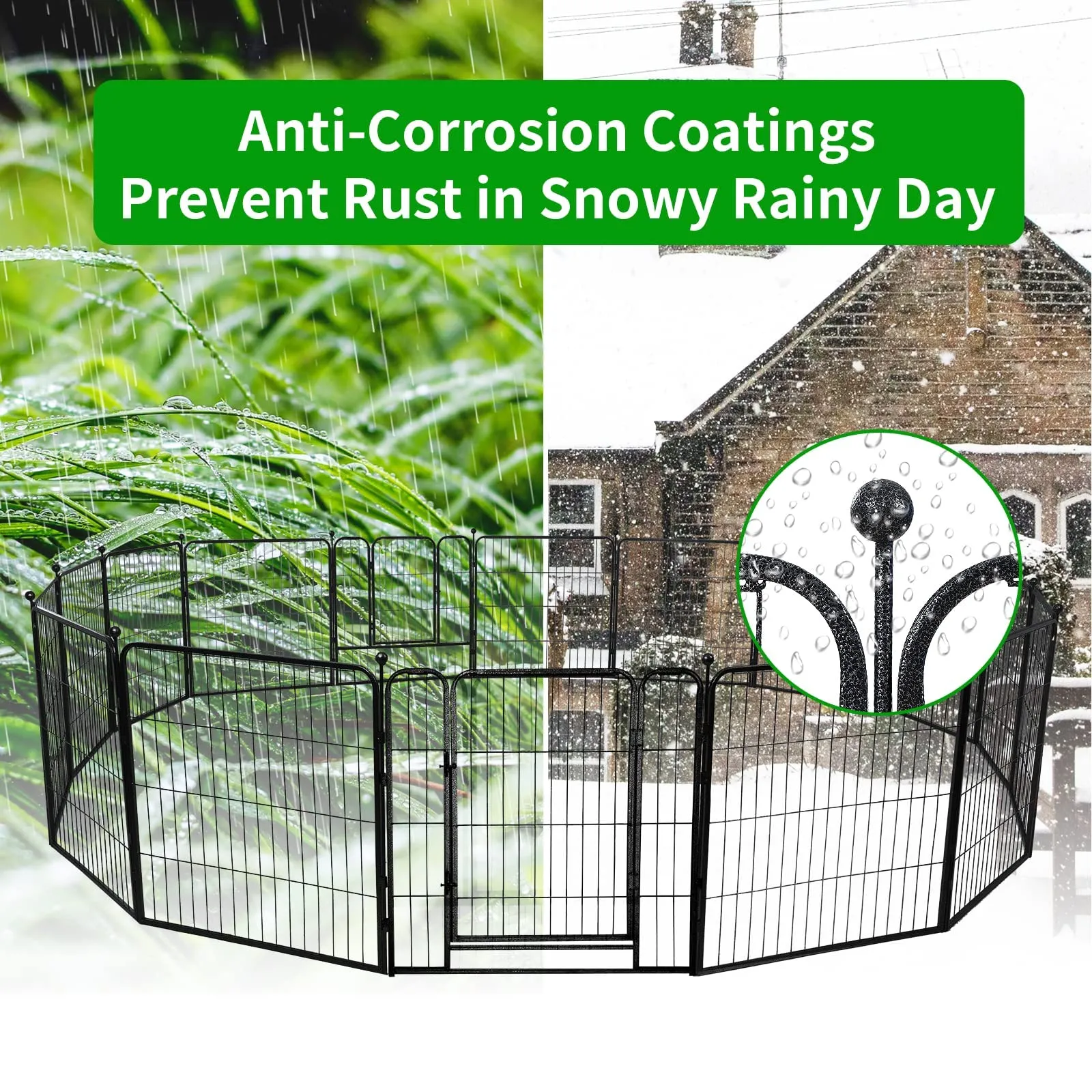 Dog Playpen Outdoor 16 Panels Heavy Duty Dog Pen 32" Height Puppy Playpen Indoor Anti-Rust Exercise Fence with Doors