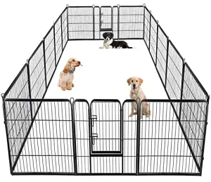 Dog Playpen Pet Dog Fence 40 inch Height 16 Panels Metal Dog Pen Outdoor Exercise Pen with Doors