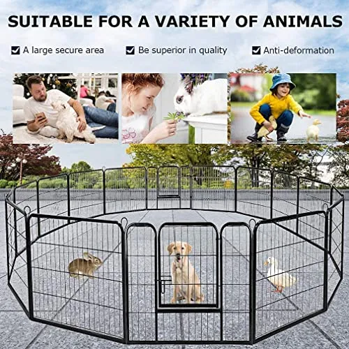 Dog Playpen Pet Dog Fence 40 inch Height 16 Panels Metal Dog Pen Outdoor Exercise Pen with Doors