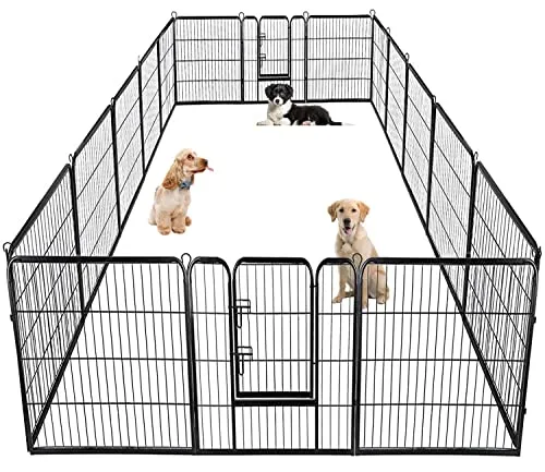 Dog Playpen Pet Dog Fence 40 inch Height 16 Panels Metal Dog Pen Outdoor Exercise Pen with Doors