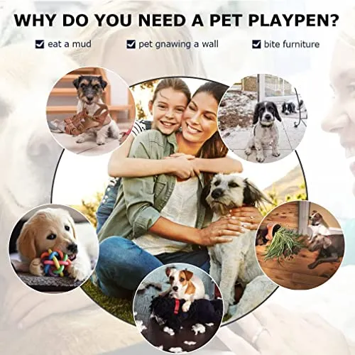 Dog Playpen Pet Dog Fence 40 inch Height 16 Panels Metal Dog Pen Outdoor Exercise Pen with Doors