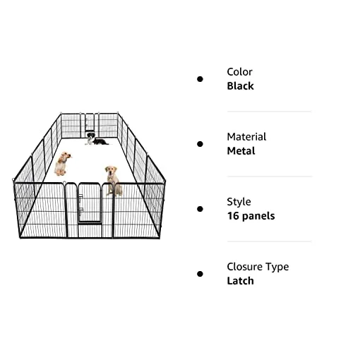 Dog Playpen Pet Dog Fence 40 inch Height 16 Panels Metal Dog Pen Outdoor Exercise Pen with Doors