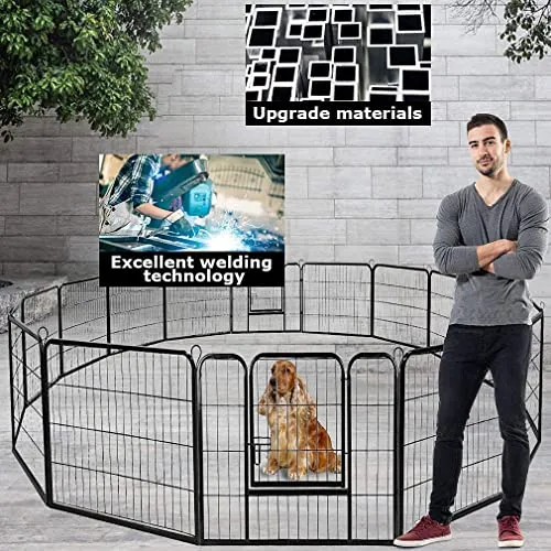 Dog Playpen Pet Dog Fence 40 inch Height 16 Panels Metal Dog Pen Outdoor Exercise Pen with Doors
