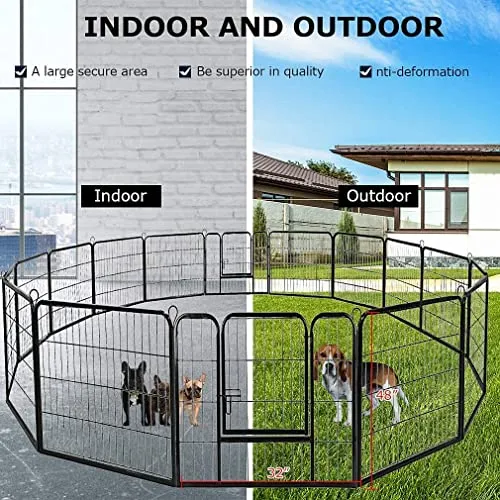 Dog Playpen Pet Dog Fence 40 inch Height 16 Panels Metal Dog Pen Outdoor Exercise Pen with Doors