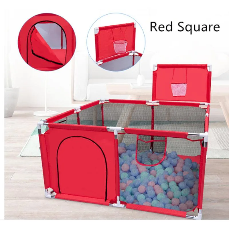 Dreeba Foldable Baby Playpen,Large Play Area,Balls for Entertainment,Crawling Pad,Comfortable and Fun Environment,Contributes to the Development of Motor and Creative Skills , 128x128x65 cm,  JN-162