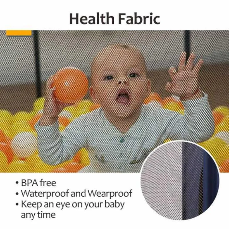 Dreeba Spacious and Portable Hexagonal Baby Playpen with Safe Fence and Full View for Mom Includes Crawling Mat,20 Colorful Balls,Basketball Hoop and 2 Pull Rings for Different Activities and Fun Play All Day Long, 130x113x65cm, JN-160