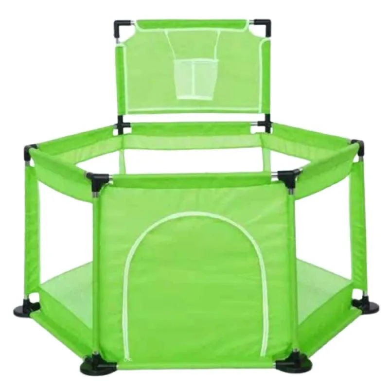 Dreeba Spacious and Portable Hexagonal Baby Playpen with Safe Fence and Full View for Mom Includes Crawling Mat,20 Colorful Balls,Basketball Hoop and 2 Pull Rings for Different Activities and Fun Play All Day Long, 130x113x65cm, JN-160