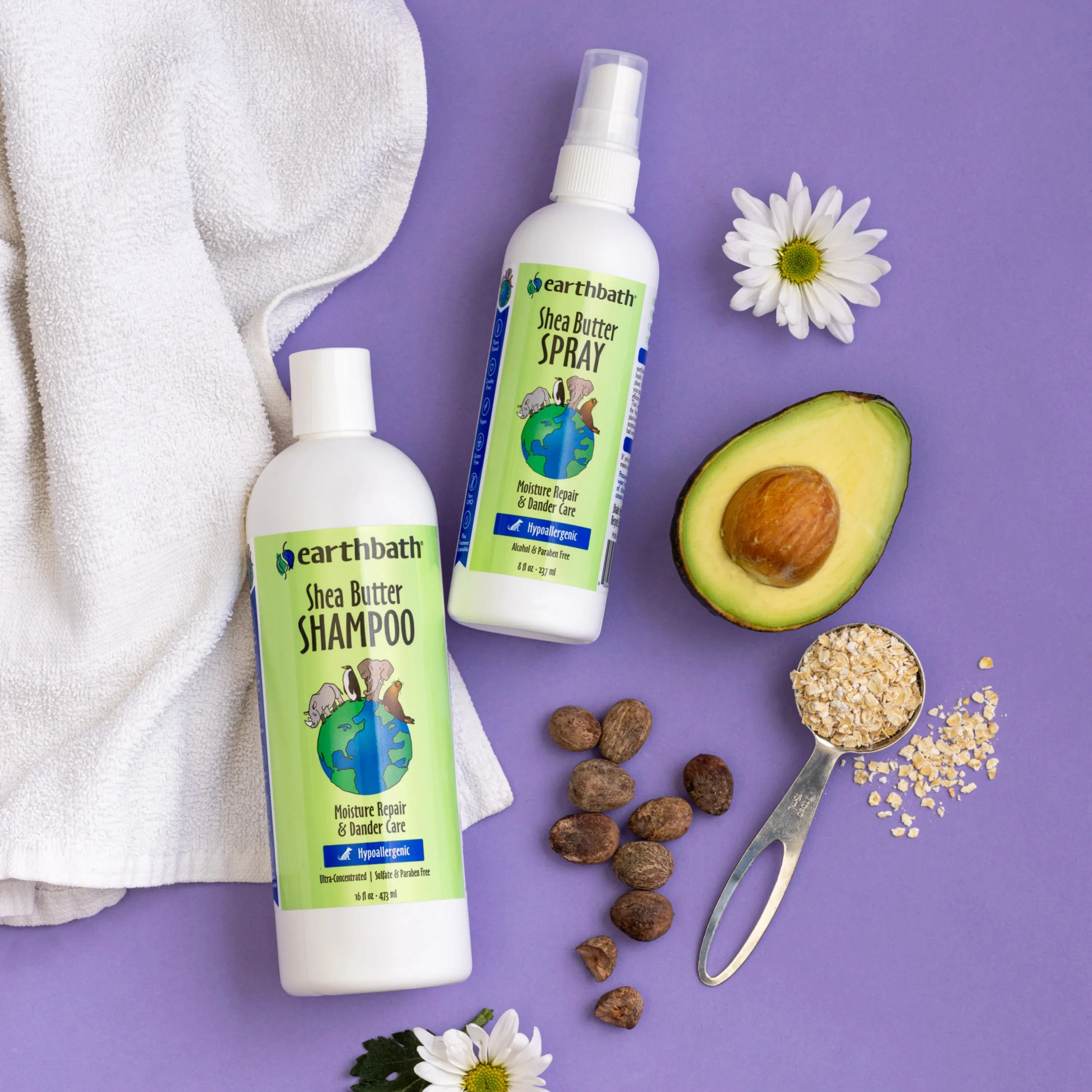 Earthbath Hypoallergenic Shea Butter Shampoo (Moisture Repair & Dander Care) for Dogs and Cats