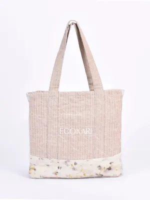 Eco Tote Printed Bag Beige And White