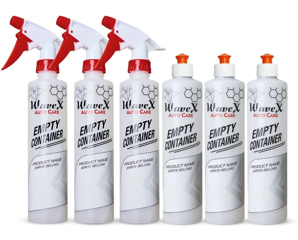 Empty Spray Pump Bottles 3pc & Empty Pull-Push Trigger Bottles 3pc - Set of 6 Pcs