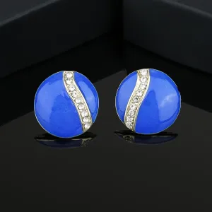 Estele Gold plated and white stone with colour mosaic studs for women