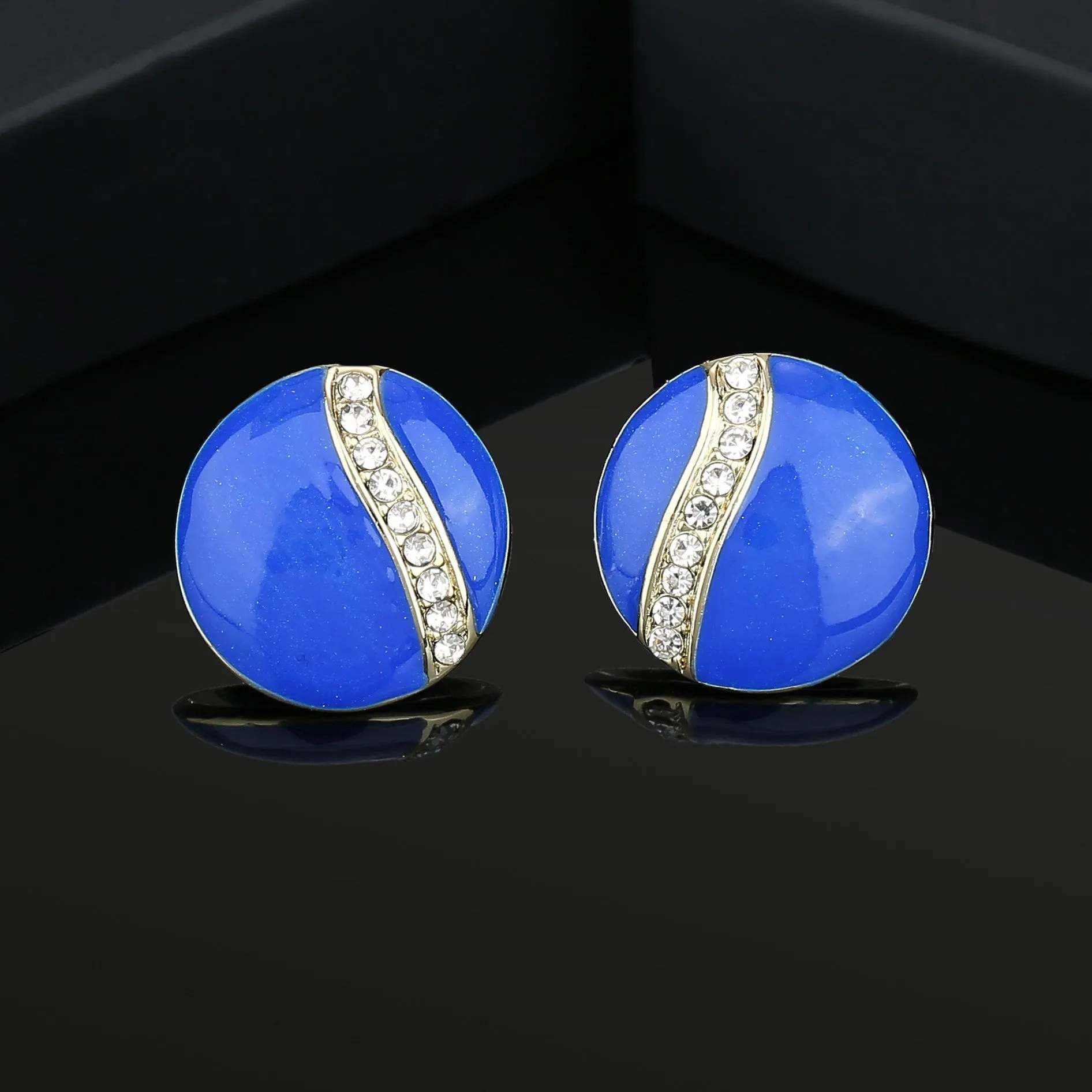 Estele Gold plated and white stone with colour mosaic studs for women