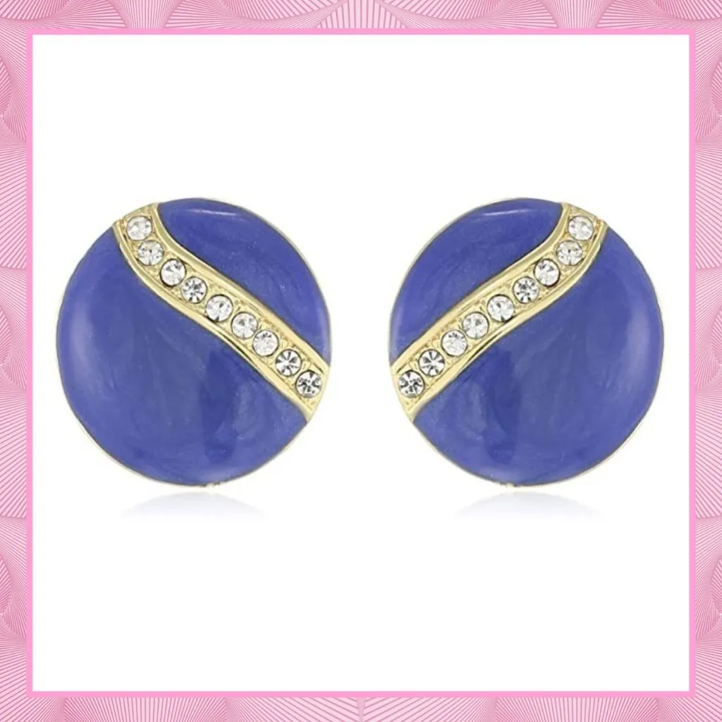 Estele Gold plated and white stone with colour mosaic studs for women