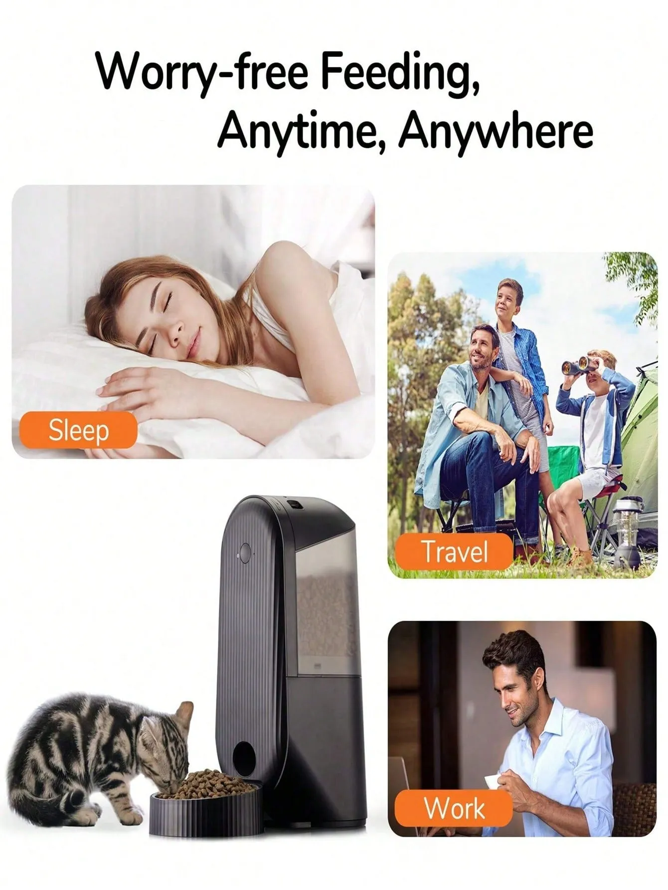 FUKUMARU Smart Dry Food Dispenser, Automatic Cat Feeder, Never Miss A Feeding With Honey Pets, WiFi Timed Auto Dog Feeder With App