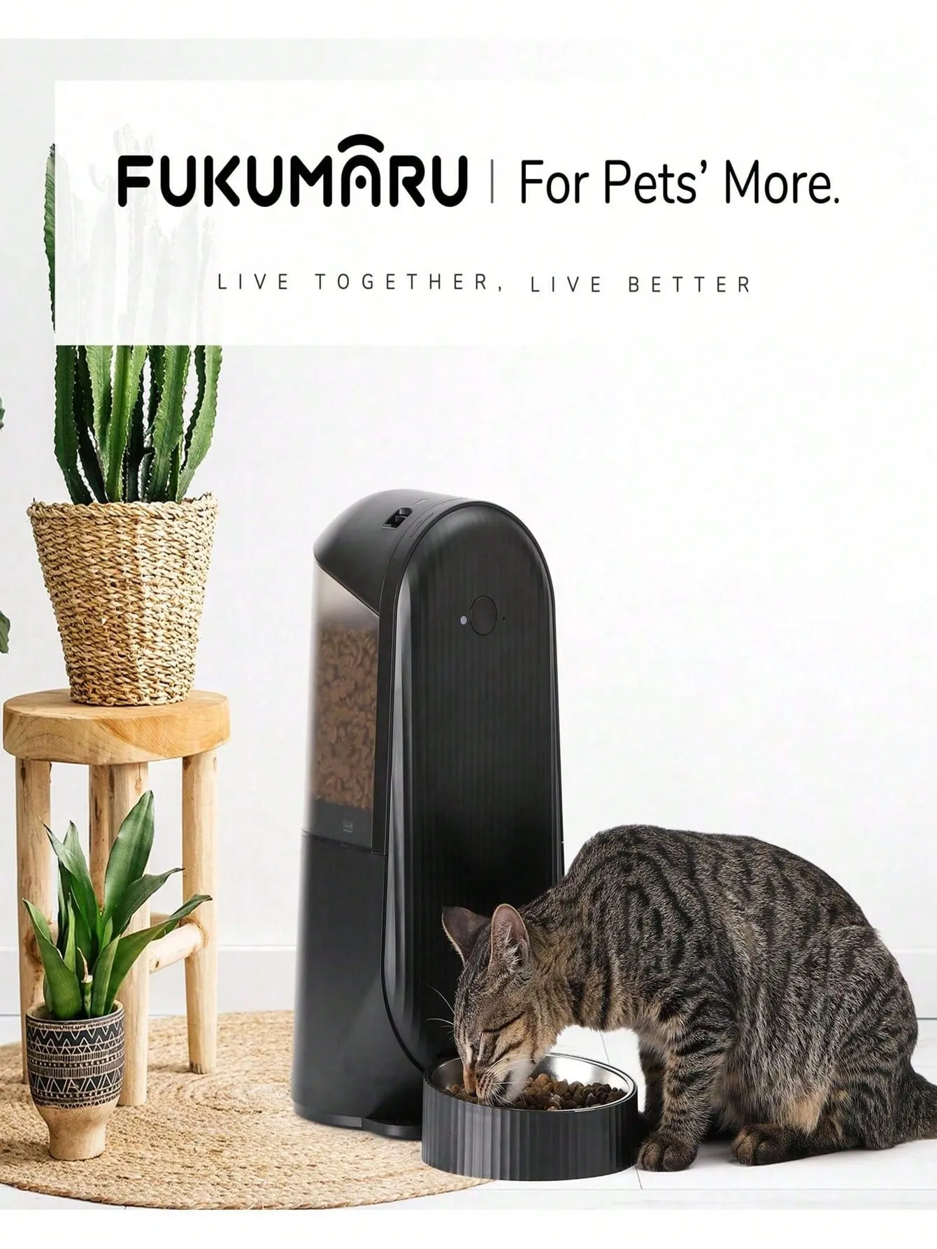 FUKUMARU Smart Dry Food Dispenser, Automatic Cat Feeder, Never Miss A Feeding With Honey Pets, WiFi Timed Auto Dog Feeder With App