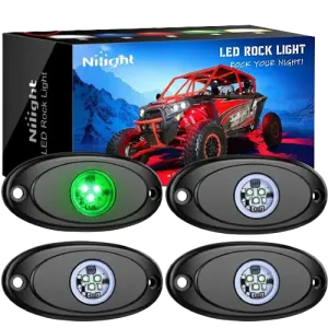 Green LED Rock Lights (4 Pcs)