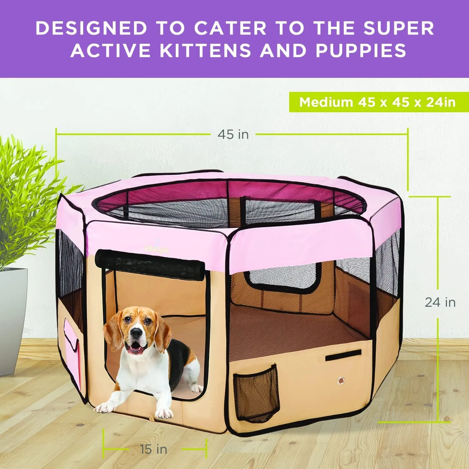 Medium Pop-Up Dog Playpen: Indoor/Outdoor
