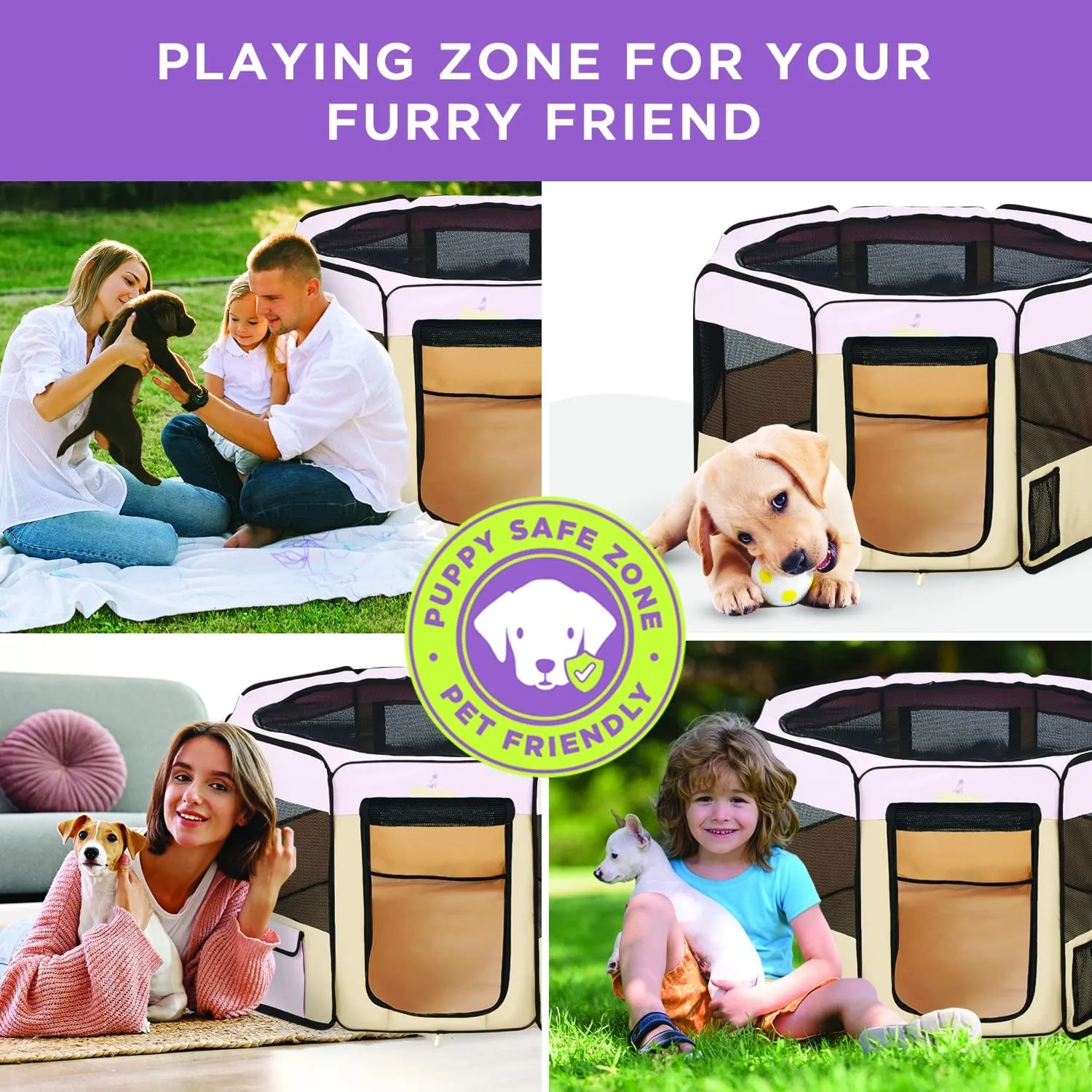 Medium Pop-Up Dog Playpen: Indoor/Outdoor