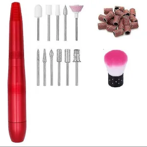 Nail dryers electric usb nail file drill portable professional manicure pedicure set red