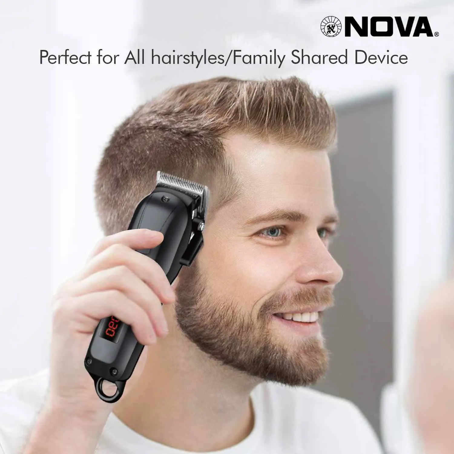 Nova Professional Rechargeable and Cordless NHT 1083 Hair Clipper Runtime: 120 min Trimmer for Men ( Black )