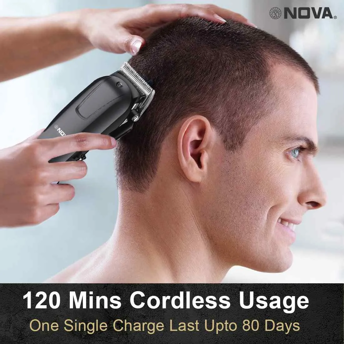 Nova Professional Rechargeable and Cordless NHT 1083 Hair Clipper Runtime: 120 min Trimmer for Men ( Black )