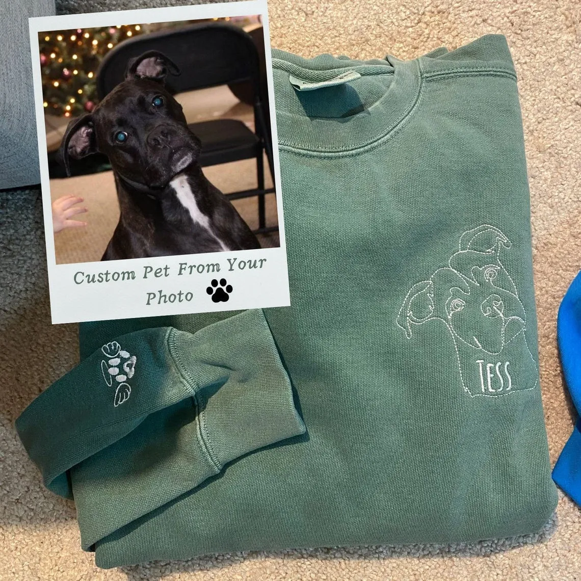 Personalized Embroidered Pet Portrait Sweatshirt for Pet Lovers
