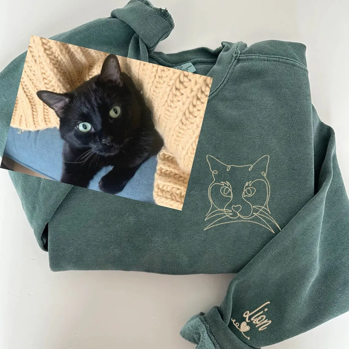 Personalized Embroidered Pet Portrait Sweatshirt for Pet Lovers