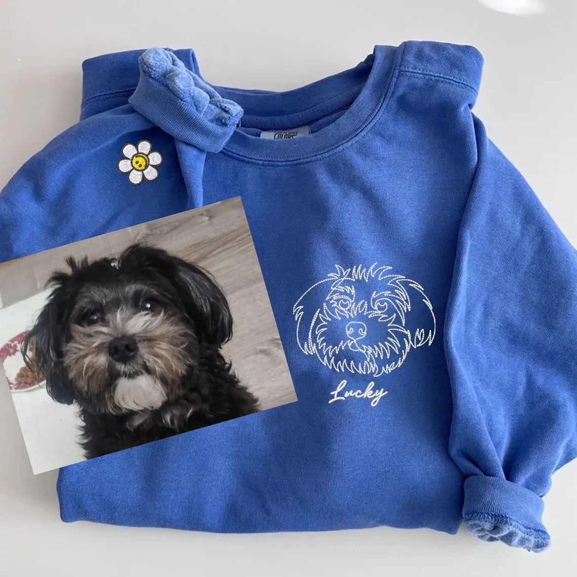 Personalized Embroidered Pet Portrait Sweatshirt for Pet Lovers
