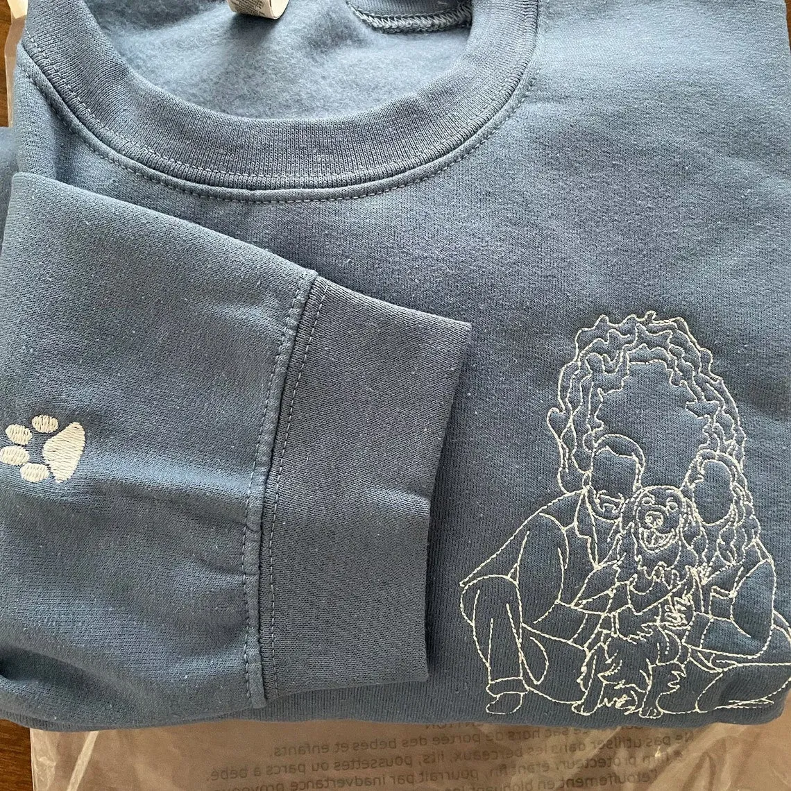 Personalized Embroidered Pet Portrait Sweatshirt for Pet Lovers
