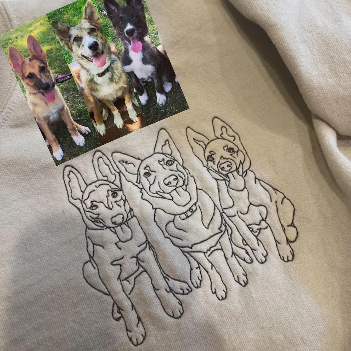 Personalized Embroidered Pet Portrait Sweatshirt for Pet Lovers