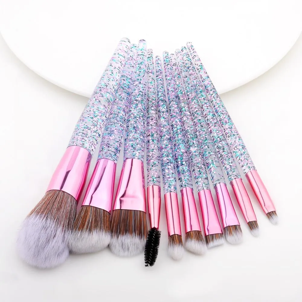 Professional Transparent Makeup Brushes Tool Set