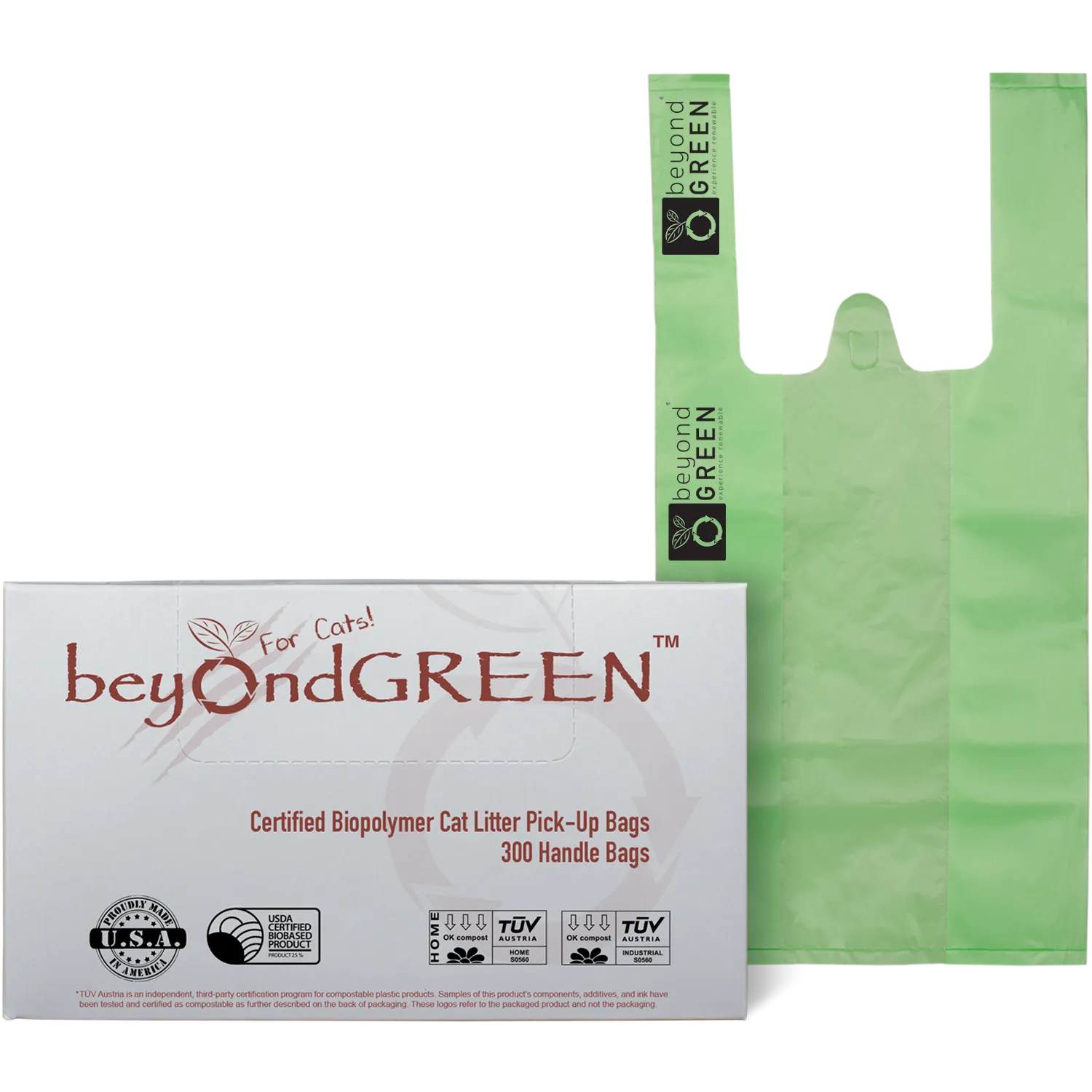 Regular Plant-Based Cat Litter Pick-Up Bags with Handles - 300 Bags