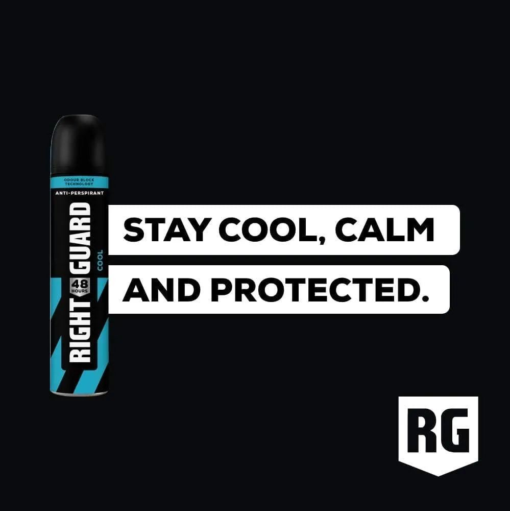 Right Guard Mens Deodorant, Total Defence, Cool 48H High-Performance Anti-Perspirant Spray - 5012583200864