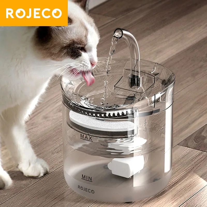 ROJECO Cat Water Fountain Automatic Pet Water Dispenser Pet Smart Drinker For Cats Auto Sensor Cat Drinking Fountain Accessories