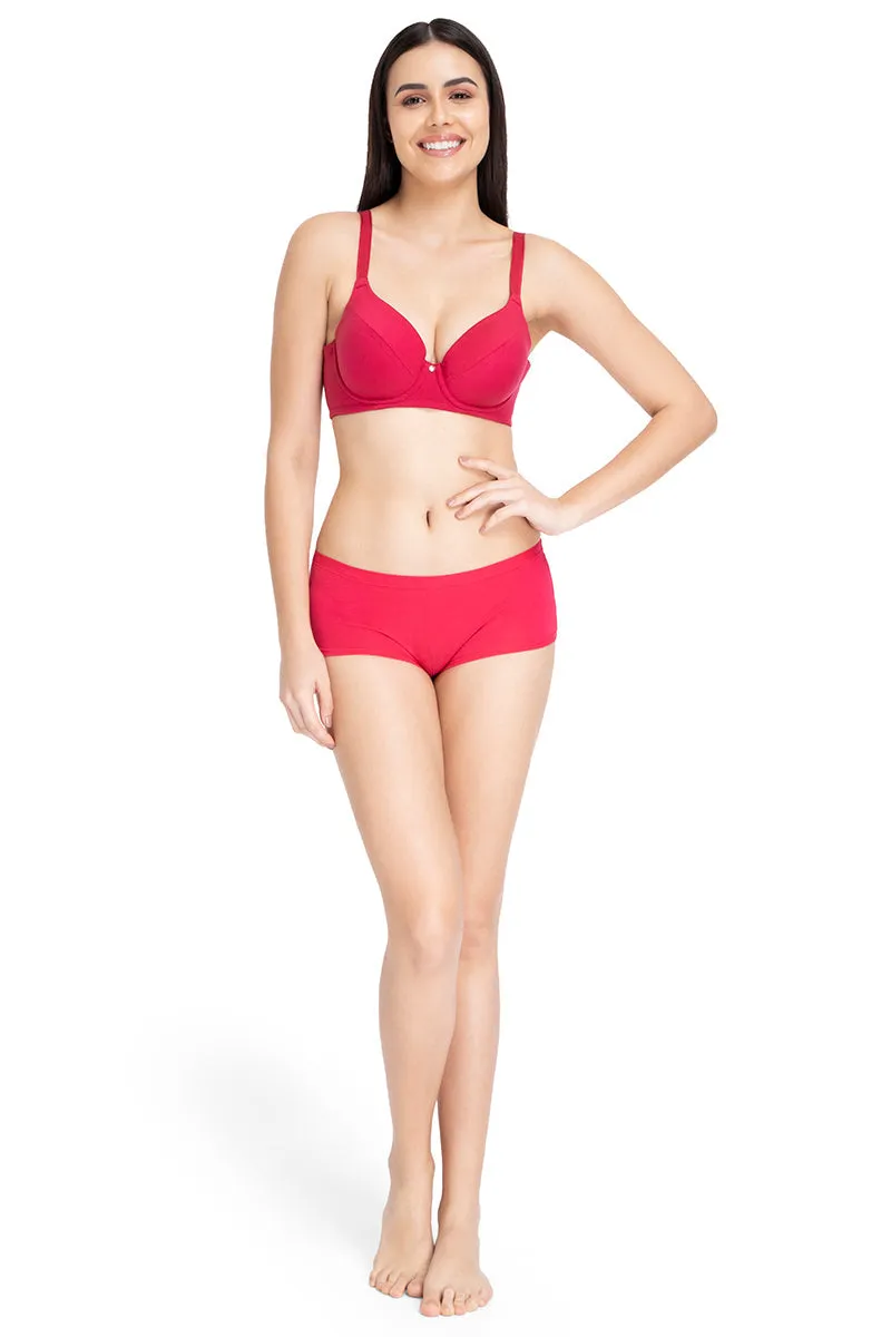 Smooth Definition Padded Wired Full Coverage T-Shirt Bra - Persian Red
