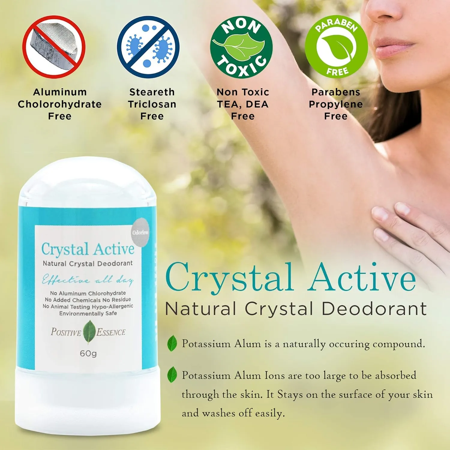 Thai Crystal Deodorant, All Natural Deodorant, Mineral Salt Deodorant, Thai Cristal Piedra De Alumbre Natural Deodorant for Women & Men, Alum Stone, Alumbre Stone